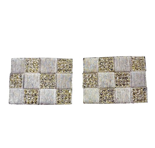 TipToe karierte Schuhclips Strass silberfarben rechteckig