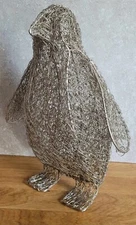 Vtg Post Modern Abstract Fine Art Twisted Steel Wire Penguin Sculpture FREEUSHIP