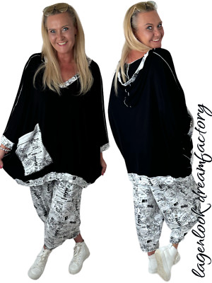 MYO-Lagenlook Oversize Ballon-Jersey Pulli Kapuze PRINT 46,48,50,52,54,56,58