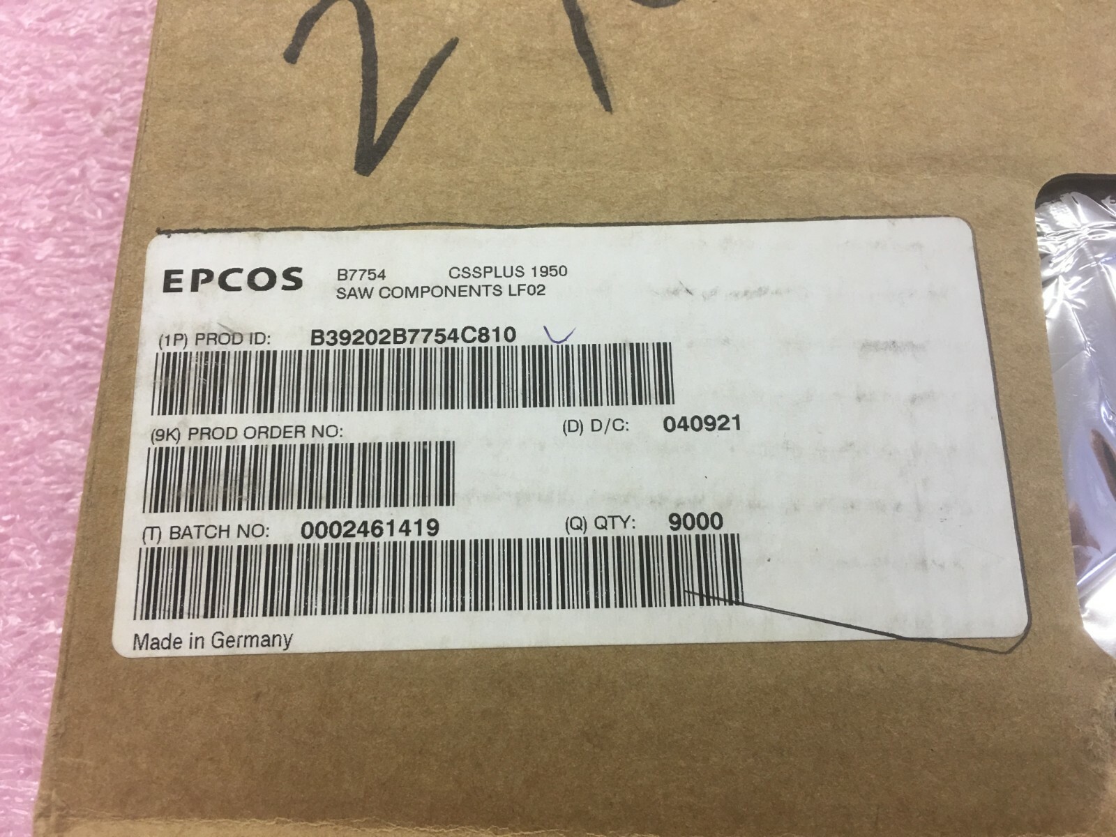 (50 PIECE LOT) B39202-B7754, EPCOS, FILTER SAW 1.95GHZ 4SMD RoHS