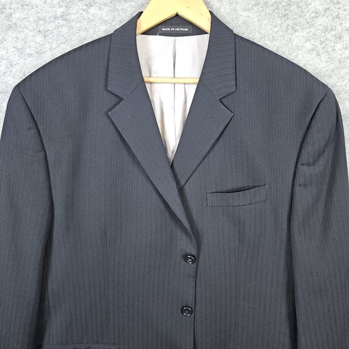Michael Kors Men's Blazer Navy Blue Pinstriped Size 46L 100% Wool 3-Button Front - Picture 2 of 12