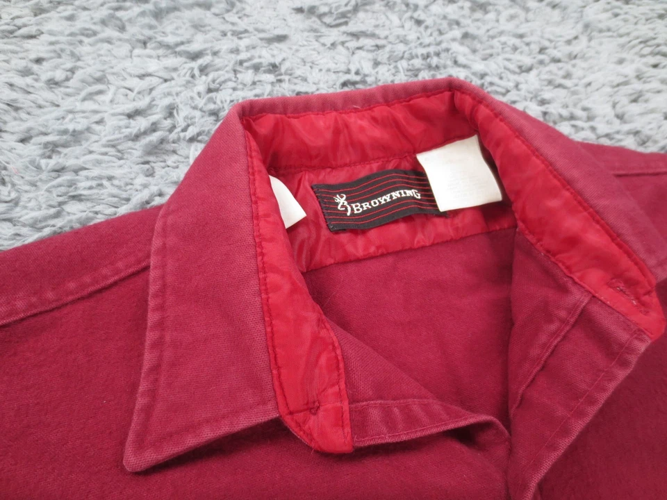 Camisa Browning Vintage Para Hombre L Roja Azul Algodón Desteñido Gamuza Tela Franela EE. UU. Foto 4 de 4