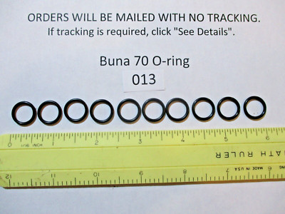 013 O-ring. 7/16'' ID x 9/16'' OD x 1/16'' thick. Buna-70.  Quan 10.