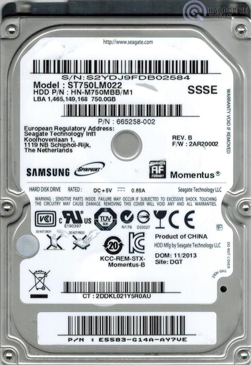 Samsung Momentus 750GB 2.5 Internal Hard Drive HDD 8MB ST750LM022