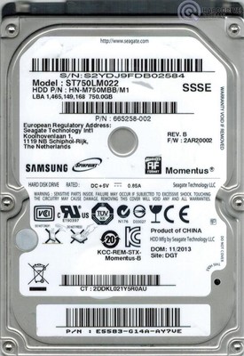 Lot of 10 Samsung Momentus 750GB Hard Drive HDD 8MB