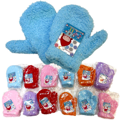 12 Pairs Bulk Mittens Girls Boys Warm Winter Toddler Children Gloves Cozy Fuzzy