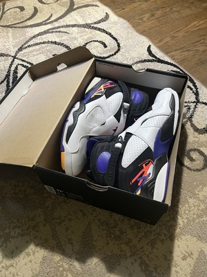 Jordan Air Jordan 8 Three-Peat 2015 White Black Leather Sneaker 305381-142