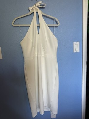 Adrianna Papell Ivory Halter Sheath Knee Dress Backless Stretch Zip 10