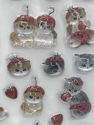 Very Cute Mofusand Cats Bon Bon Drop 3D Plastic Stickers Sheet Size 9.5x18cm New