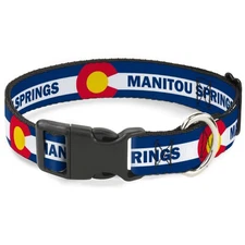 Plastic Clip Collar Colorado MANITOU SPRINGS Flag Blue/White/Red/Yellow Medium 1