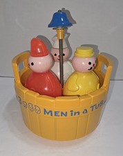 Vintage 1970 Fisher Price 3 Men in a Tub Complete with Bell, Exc Cond see VIDEO