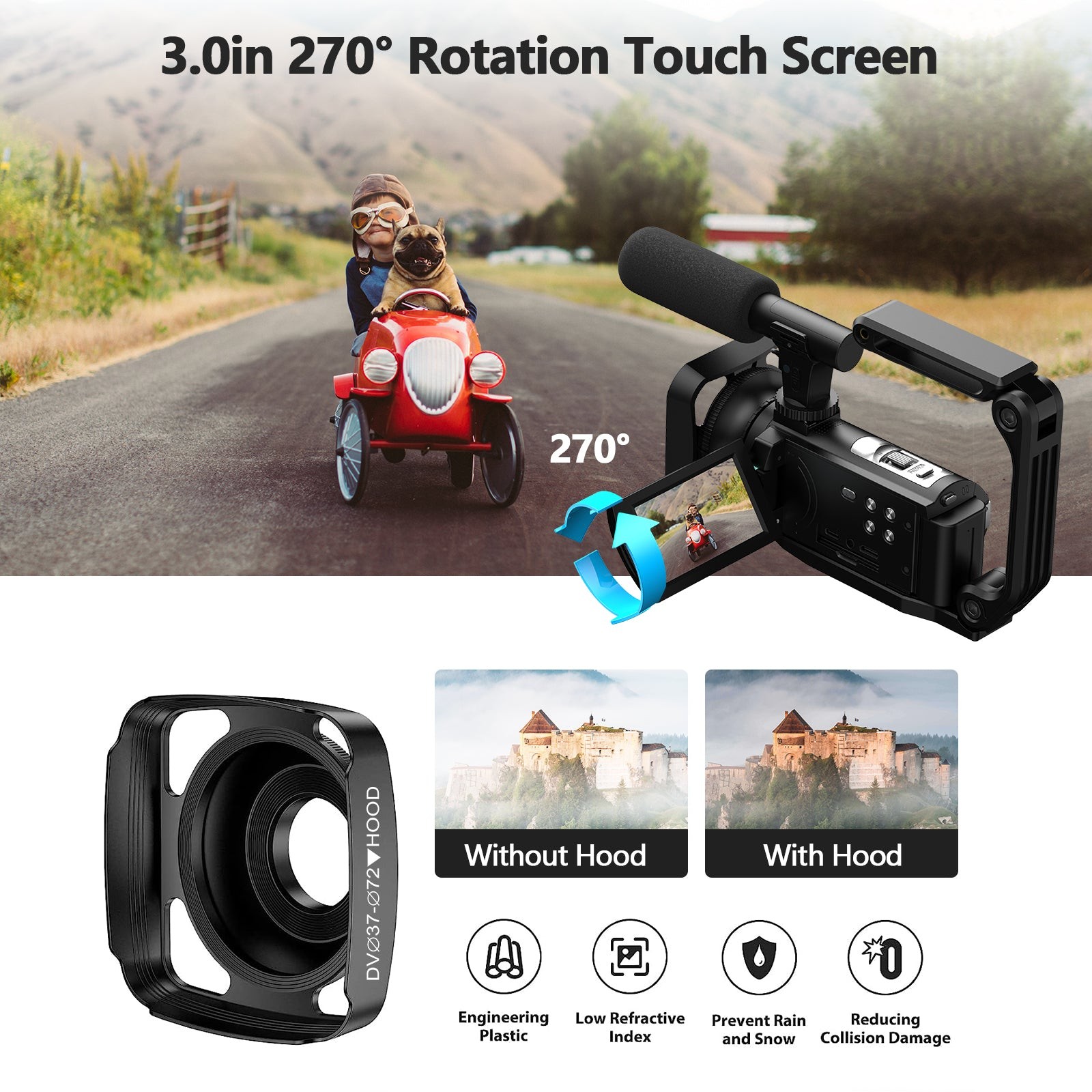 5K UHD 56MP Digital Camcorder – 16x Zoom, Vlogging Camera