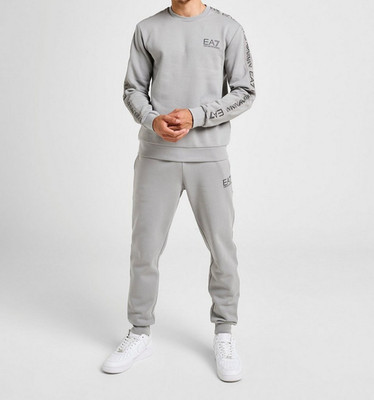 Emporio Armani Men's EA7 Armani Reflective Tape Crew Premium Tracksuit Grey
