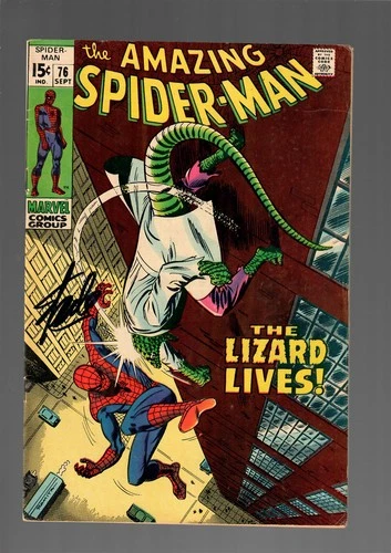 Amazing Spider-Man #76 FN/VF 7.0 Lizard Lives 1969 Signed by Stan Lee w/COA