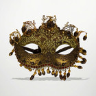 Vintage Venetian Papier Mâché Mask Hand Painted Glitter Gold Tone 20th Century