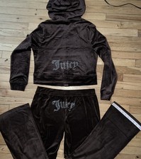  199 NWT Juicy Couture Velour Bling Tracksuit Set Brown Sugar Y2K Size LARGE