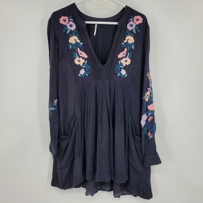 Free People Mia Embroidered Floral Tunic Dress Black Boho Medium Peasant Indie | eBay Free People Mia Embroidered Floral Tunic Dress Black Boho Medium Peasant Indie | eBay