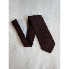 Handmade Men's Brown Crochet Knit Tie - Classic Textured Style