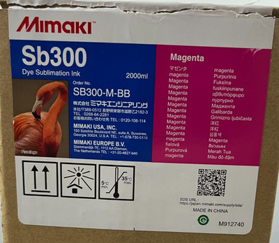 Mimaki Sb300-M-BB Magenta Dye Sublimation Ink 2000ml OEM Sealed, Exp 08/2025