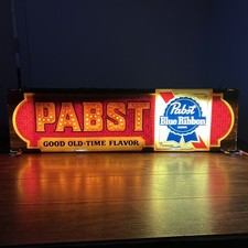 VTG Pabst Blue Ribbon Good Old-Time Flavor Large Lighted Hanging Beer Sign WORKS