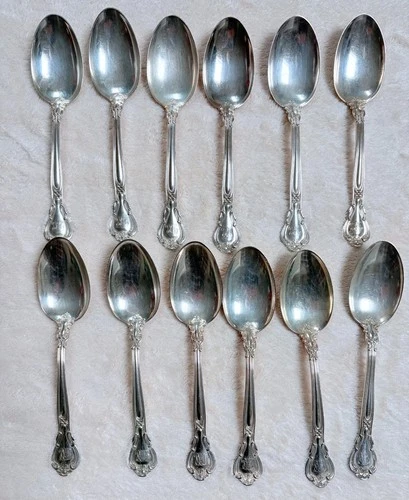 12 Gorham Chantilly Sterling Dessert Spoons (larger oval) Pat 1895 Mono NER
