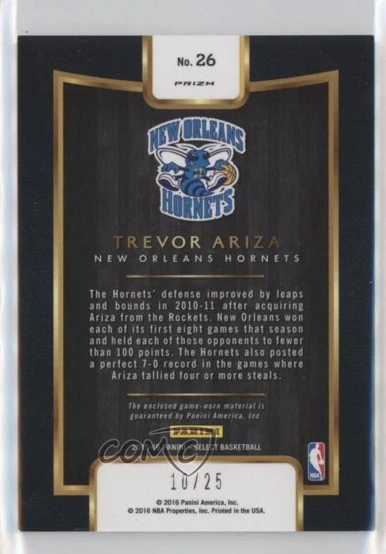 2015-16 Panini Select Throwback Memorabilia Tie-Dye Prizm /25 Trevor Ariza #26 - Image 2 of 2