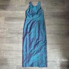 Vintage High Neck Purple & Blue Color Shift Cross Back Formal Maxi Dress Size L