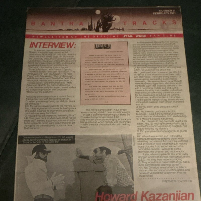 Star Wars Bantha Tracks Fan Club Newsletter Issue #11 February 1981