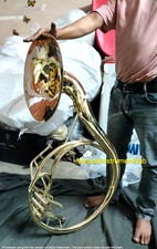 SOUSAPHONE 16"BELL PURE BRASS METAL IN GOLD POLISH MOUTHPC CASE  FREE SHIPPING