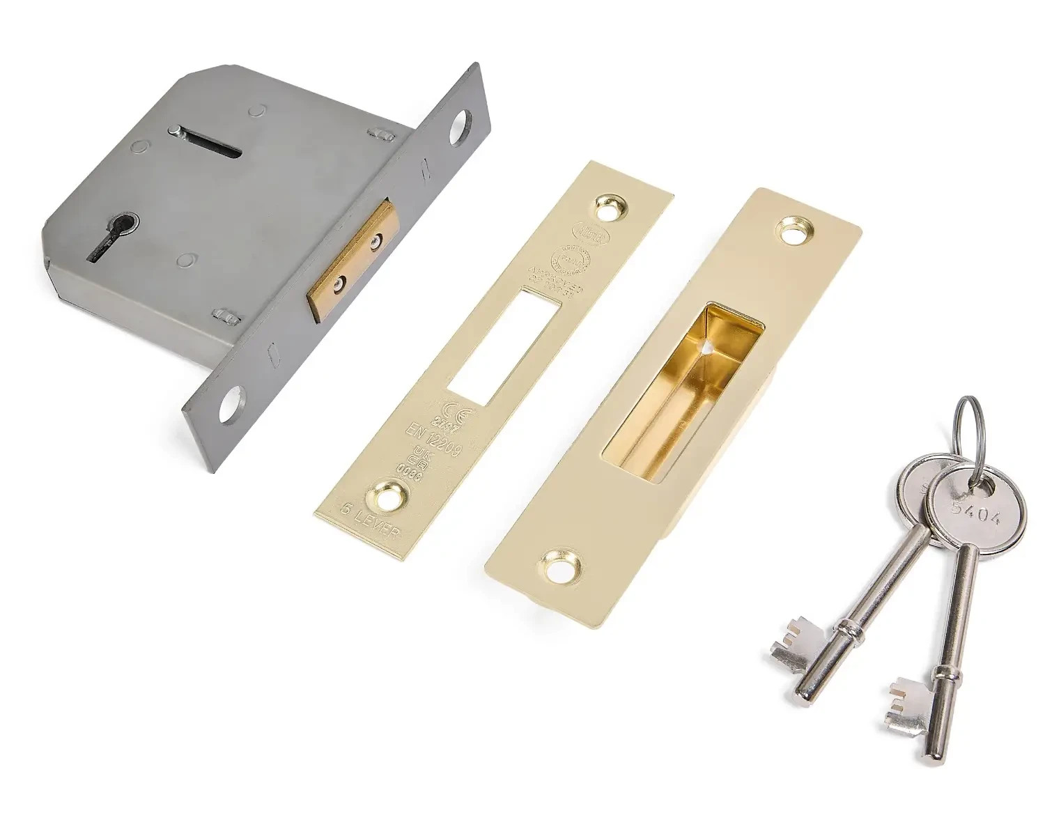 5 Lever Deadlock - UKCA/CE Certified - Fire Tested - 76mm - Polished Brass
