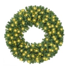 OPEN BOX - Pre-Lit Artificial Christmas Wreath, Fir with White LED Lights -48"