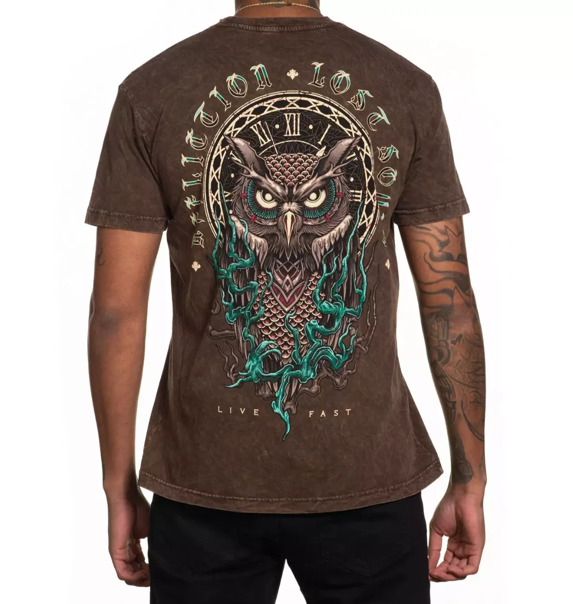 Affliction Men's "NightWatch" short sleeve Java Owl T-shirt NWT
