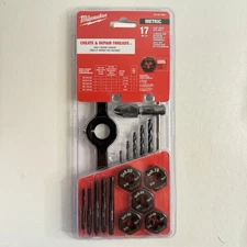 Milwaukee 49-22-5601 17pc Metric Tap and Die Set Create Repair Threads - New