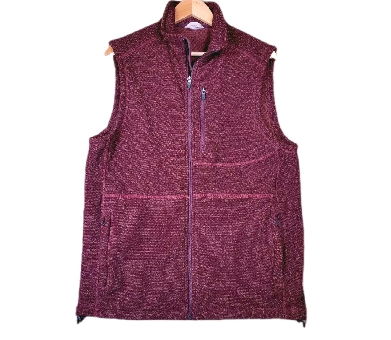 DULUTH TRADING CO Vest Men's Medium Fleece Burgundy Park Point Jacket Gorpcore