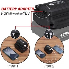 2 USB Port Telefon Ladegerät Adapter Konverter LED für Milwaukee 18VLi-ion Akku