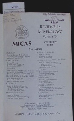 MICAS. Reviews in mineralogy; 13. Bailey, S. W.: