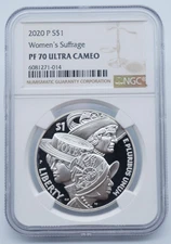 2020 P Women's Suffrage Silver Commemorative $ NGC PF 70 Ultra Cameo - U1530