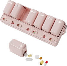 Restree Weekly Pill Organizer 7 Day one time a Day with Reminder, Detachable Tra