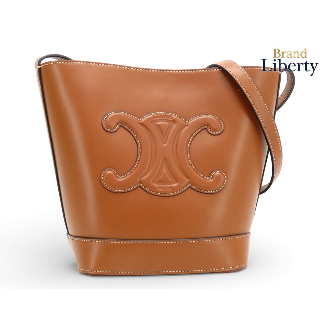 Celine Small Bucket Cuile Trionf Crossbody Shoulder Bag One Tan Used LIBR-0