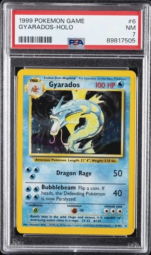 1999 POKEMON BASE SET UNLIMITED #6 GYARADOS-HOLO PSA 7