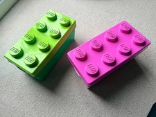 2x LEGO 8-Stud Storage Brick green / pink Official Large Container