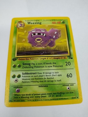 MINT 1st Edition Weezing 45/62 Pokemon TCG WOTC Base Set Fossil 