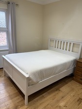 IKEA White Double Bed Frame with Slatted Base