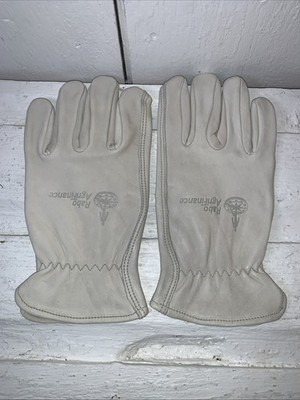 Rabo Agrifinance Farmer LEATHER WORK GLOVES~ Advertising Promo~ Ivory~ Lrg~ New