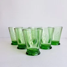 La Rochere Bee Green Tumblers Set of 6 France Embossed Glass 4 New