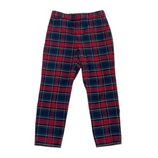 Banana Republic Hayden Pant Womens 12 Red Navy Blue Plaid Tapered Leg Trousers