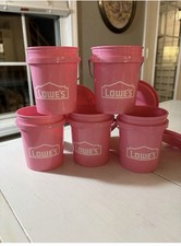 Lowe's Mini Bucket Pink w/ Lid RARE Lot of 5 SET SHIPS TODAY