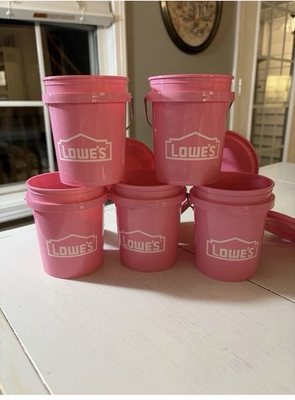 #ad #ad Lowe’s Mini Bucket Pink w Lid RARE Lot of 5 SET SHIPS TODAY $24.99