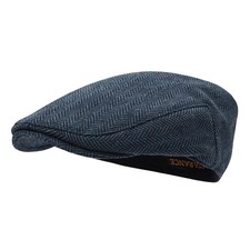 Men Hat Wool Blend Newsboy Ivy Tweed Flat Cap Herringbone Navy, 7 1/4 
