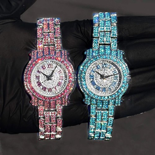 Reloj para mujer 35 mm diamantes vibrantes con esfera romana helada - Movimiento de cuarzo - Imagen 2 de 7